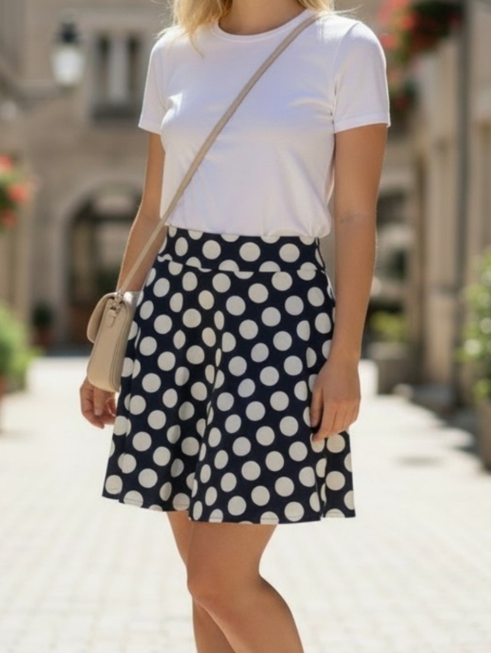 Forever 21 Black & White Polka Dot Skater Skirt Size Medium